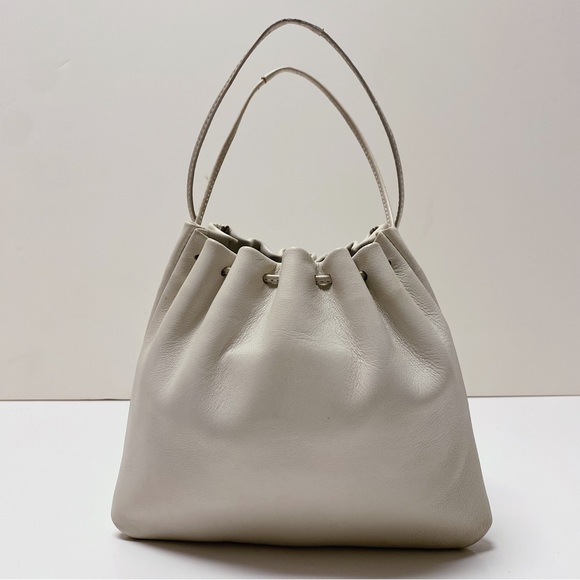 Jil Sander Mini Lambskin Leather Ivory White Drawstring Dumpling Bag Italy - Picture 4 of 12